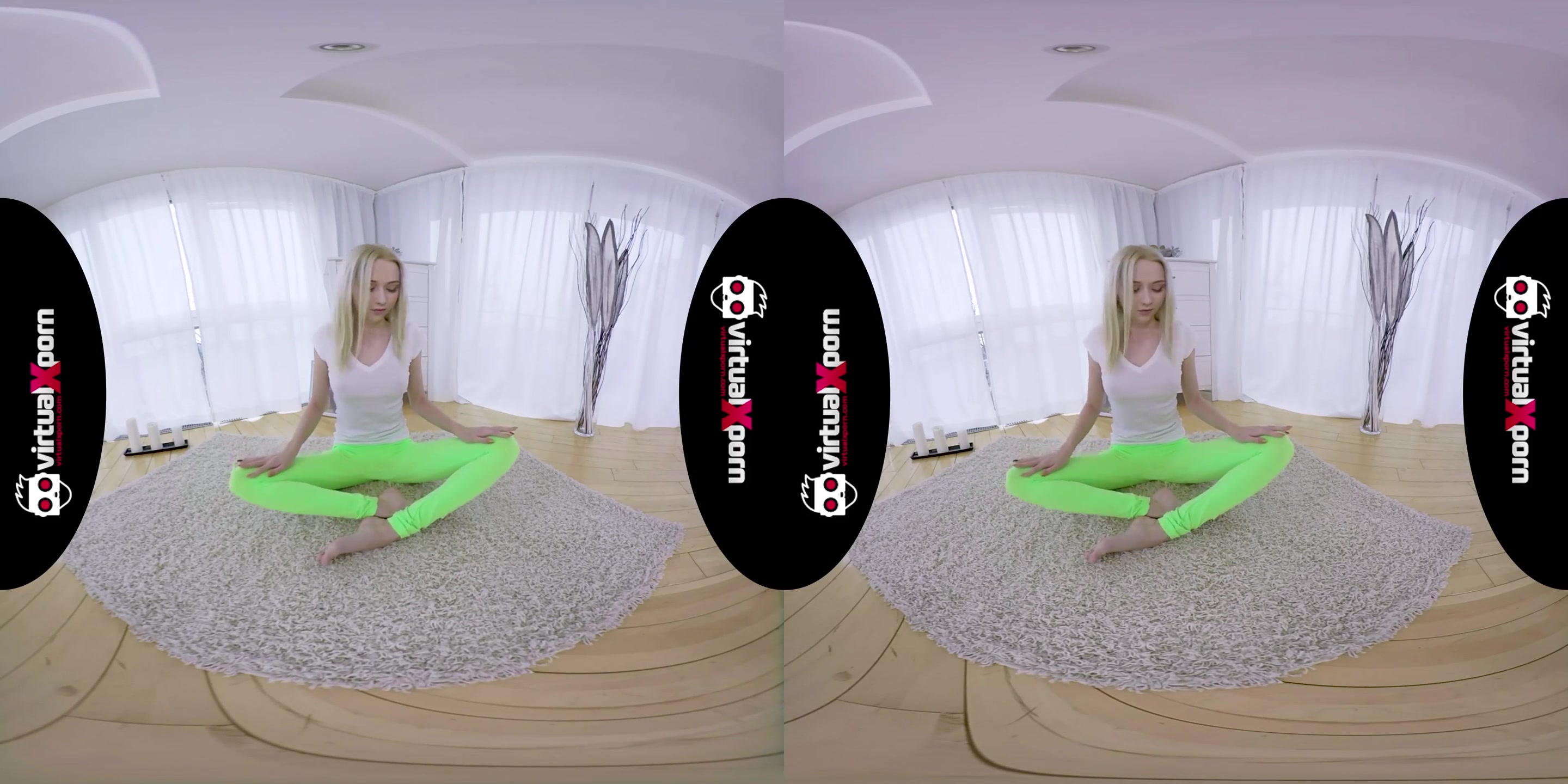 Young blonde rubs her wet pussy